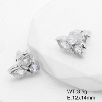 GEE001484vhha-066  Stainless Steel Earrings  Zircon,Handmade Polished