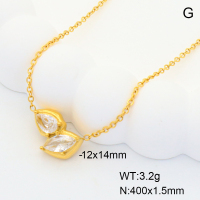 GEN001204bhva-066  Stainless Steel Necklace  Zircon,Handmade Polished