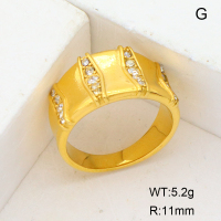 GER000838bhia-066  Stainless Steel Ring  6-8#  Czech Stones,Handmade Polished