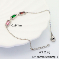 GEB000419bbnm-G037  Stainless Steel Bracelet  Zircon,Handmade Polished