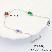 GEB000421bboh-G037  Stainless Steel Bracelet  Zircon,Handmade Polished