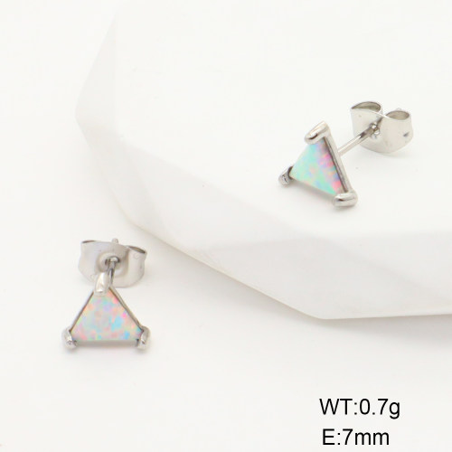 GEE001204ahjb-700  Stainless Steel Earrings  Synthetic Opal ,Handmade Polished