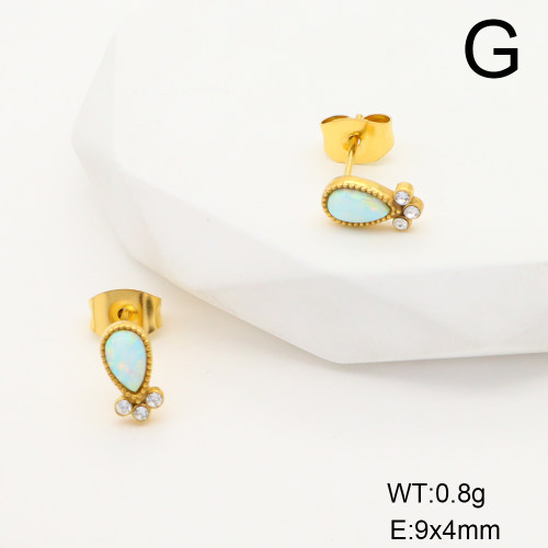 GEE001205vhov-700  Stainless Steel Earrings  Czech Stones & Synthetic Opal ,Handmade Polished