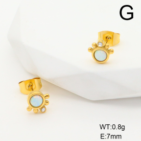 GEE001207vhkb-700  Stainless Steel Earrings  Czech Stones & Synthetic Opal ,Handmade Polished