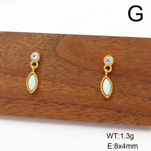 GEE001211vhpl-700  Stainless Steel Earrings  Czech Stones & Synthetic Opal ,Handmade Polished