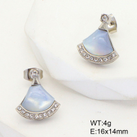 GEE001469vbnl-G037  Stainless Steel Earrings  Shell & Czech Stones,Handmade Polished
