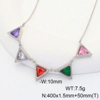 GEN001213bhbo-G037  Stainless Steel Necklace  Zircon,Handmade Polished