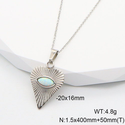 6N4004039bhia-700  Stainless Steel Necklace  Synthetic Opal,Handmade Polished