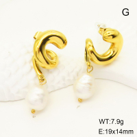 GEE001528bhia-066  Stainless Steel Earrings  Cultured Freshwater Pearls,Handmade Polished