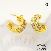GEE001533bhia-066  Stainless Steel Earrings  Czech Stones & Zircon,Handmade Polished