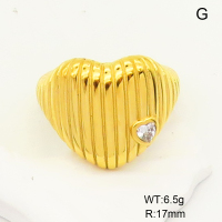 GER000841bhva-066  Stainless Steel Ring  6-8#  Zircon,Handmade Polished