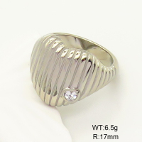 GER000842vbpb-066  Stainless Steel Ring  6-8#  Zircon,Handmade Polished
