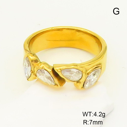 GER000845bhia-066  Stainless Steel Ring  Zircon,Handmade Polished