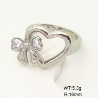 GER000858vhha-066  Stainless Steel Ring  6-8#  Zircon,Handmade Polished