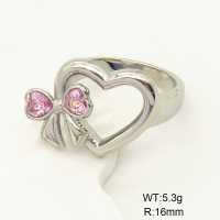 GER000860vhha-066  Stainless Steel Ring  6-8#  Zircon,Handmade Polished