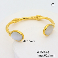 GEB000446vhmv-066  Stainless Steel Bangle  Cat Eye Beads,Handmade Polished