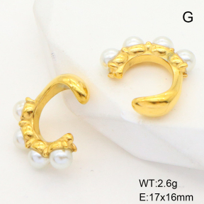GEE001536vhha-066  Stainless Steel Earrings  Plastic Imitation Pearls,Handmade Polished