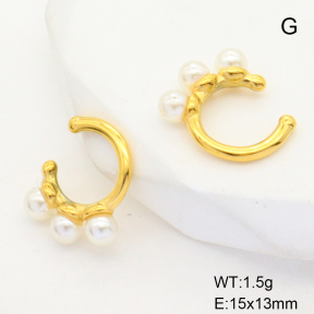 GEE001539bhva-066  Stainless Steel Earrings  Plastic Imitation Pearls,Handmade Polished