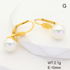 GEE001547bhva-066  Stainless Steel Earrings  Shell Beads,Handmade Polished