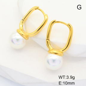 GEE001548bhia-066  Stainless Steel Earrings  Shell Beads,Handmade Polished