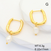 GEE001549bhva-066  Stainless Steel Earrings  Cultured Freshwater Pearls,Handmade Polished