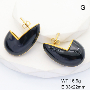 GEE001556bhia-066  Stainless Steel Earrings  Enamel,Handmade Polished