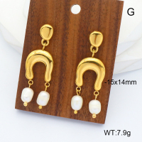 GEE001558vhkb-066  Stainless Steel Earrings  Cultured Freshwater Pearls,Handmade Polished