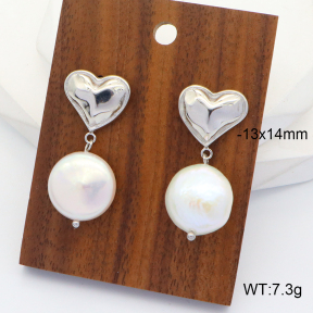 GEE001559bhia-066  Stainless Steel Earrings  Cultured Freshwater Pearls,Handmade Polished