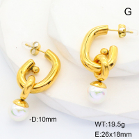 GEE001573bhia-066  Stainless Steel Earrings  Shell Beads,Handmade Polished