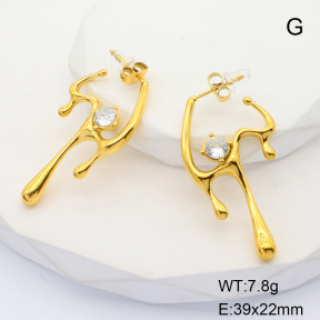 GEE001616bhia-066  Stainless Steel Earrings  Zircon,Handmade Polished
