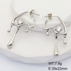 GEE001617bhva-066  Stainless Steel Earrings  Zircon,Handmade Polished