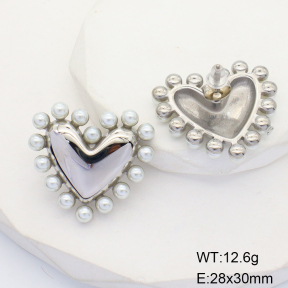 GEE001621bhva-066  Stainless Steel Earrings  Plastic Imitation Pearls,Handmade Polished