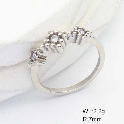 6R4000941vhha-106D  6-8#  Stainless Steel Ring  Czech Stones,Handmade Polished