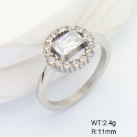 6R4000947vhha-106D  6-8#  Stainless Steel Ring  Czech Stones & Zircon,Handmade Polished