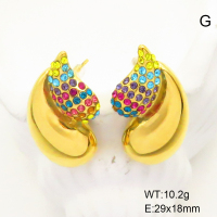 GEE001633bhia-066  Stainless Steel Earrings  Czech Stones,Handmade Polished