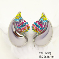 GEE001634bhva-066  Stainless Steel Earrings  Czech Stones,Handmade Polished
