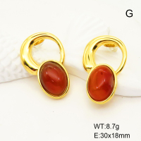 GEE001639bhia-066  Stainless Steel Earrings  Agate,Handmade Polished