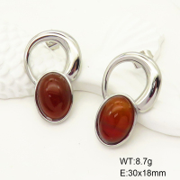 GEE001640bhva-066  Stainless Steel Earrings  Agate,Handmade Polished