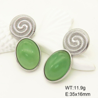 GEE001646bhva-066  Stainless Steel Earrings  Green Aventurine,Handmade Polished