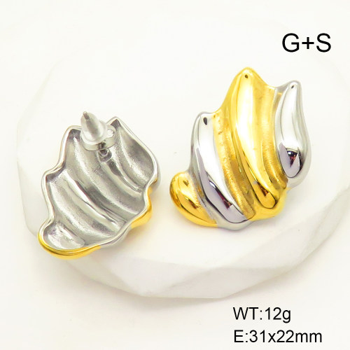 GEE001660ahjb-066  Stainless Steel Earrings  Handmade Polished
