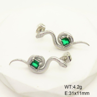 GEE001669vhha-066  Stainless Steel Earrings  Zircon,Handmade Polished