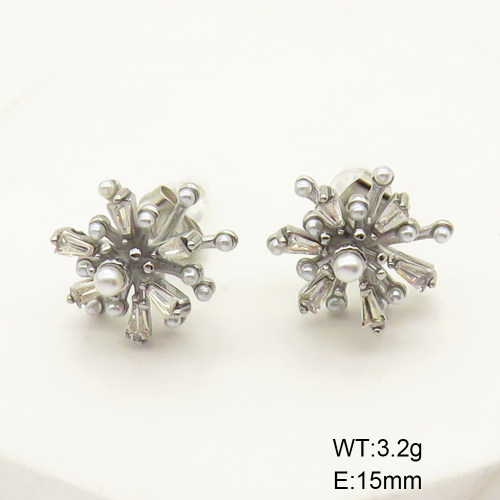 GEE001676vbpb-066  Stainless Steel Earrings  Plastic Imitation Pearls,Handmade Polished