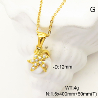GEN001247bhva-066  Stainless Steel Necklace  Plastic Imitation Pearls & Shell bead,Handmade Polished