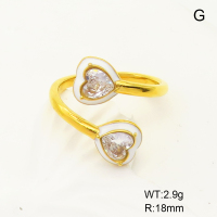 GER000863bhia-066  Stainless Steel Ring  Zircon & Enamel,Handmade Polished