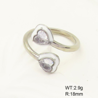GER000864vhha-066  Stainless Steel Ring  Zircon & Enamel,Handmade Polished