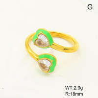 GER000865bhia-066  Stainless Steel Ring  Zircon & Enamel,Handmade Polished