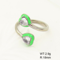GER000866vhha-066  Stainless Steel Ring  Zircon & Enamel,Handmade Polished