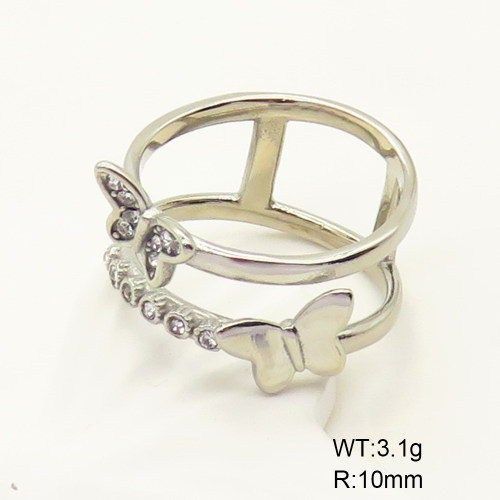 GER000871vbpb-066  6-8#  Stainless Steel Ring  Czech Stones,Handmade Polished