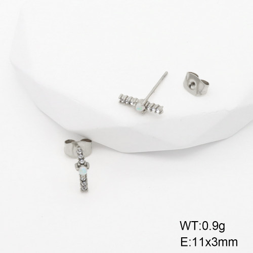 6E4003900vhkb-700  Stainless Steel Earrings  Czech Stones & Synthetic Opal & Zircon,Handmade Polished