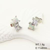 6E4003957ahlv-700  Stainless Steel Earrings  316SS Synthetic Opal & Zircon,Handmade Polished